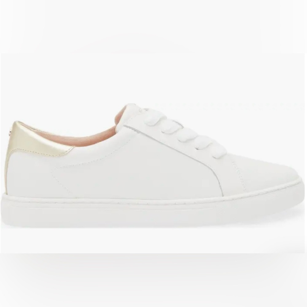 Kate Spade New York Adora Leather White and Gold Sneakers - Picture 2 of 8
